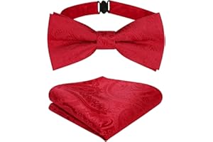 Enlision Bow Ties for Boys Pre Tied Toddler Bow Tie Adjustable Silk Kids Bowtie with Pocket Square Set For Wedding Party