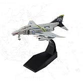 Udnorbay F-4C Phantom II Die-cast Airplanes-1/100 Scale VF-84 Jolly Rogers Fighter Aircraft Model for Collector, Aviation Enthusiast-Premium Collectiable with Display Stand