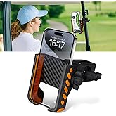 Mixsuper Liner Golf Cart Phone Mount Holder for Club Car/EZGO/Yamaha, Big Phones Thick Cases Friendly, Universal Phone Holder Compatible with iPhone/Galaxy/Google Pixel, Black Orange