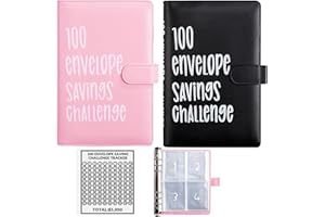 2PCS 100 Envelopes Money Saving Challenge, Envelopes Challenge Binder, Achieving Financial Goals with a Budget Binder and Cas