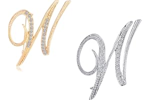 HAFILO 2 pack initial letter brooch pin for women girl 26 letters A-Z fashion brooches collar pins Gold silver