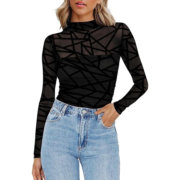 GORGLITTER Women's Turtleneck Long Sleeve Fall Tops Y2K Dressy
