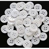 GANSSIA 5/8 Inch (15mm) White Color Buttons Sewing Resin Flatback 15mm Buttons with 4 Holes Pack of 160 Pcs