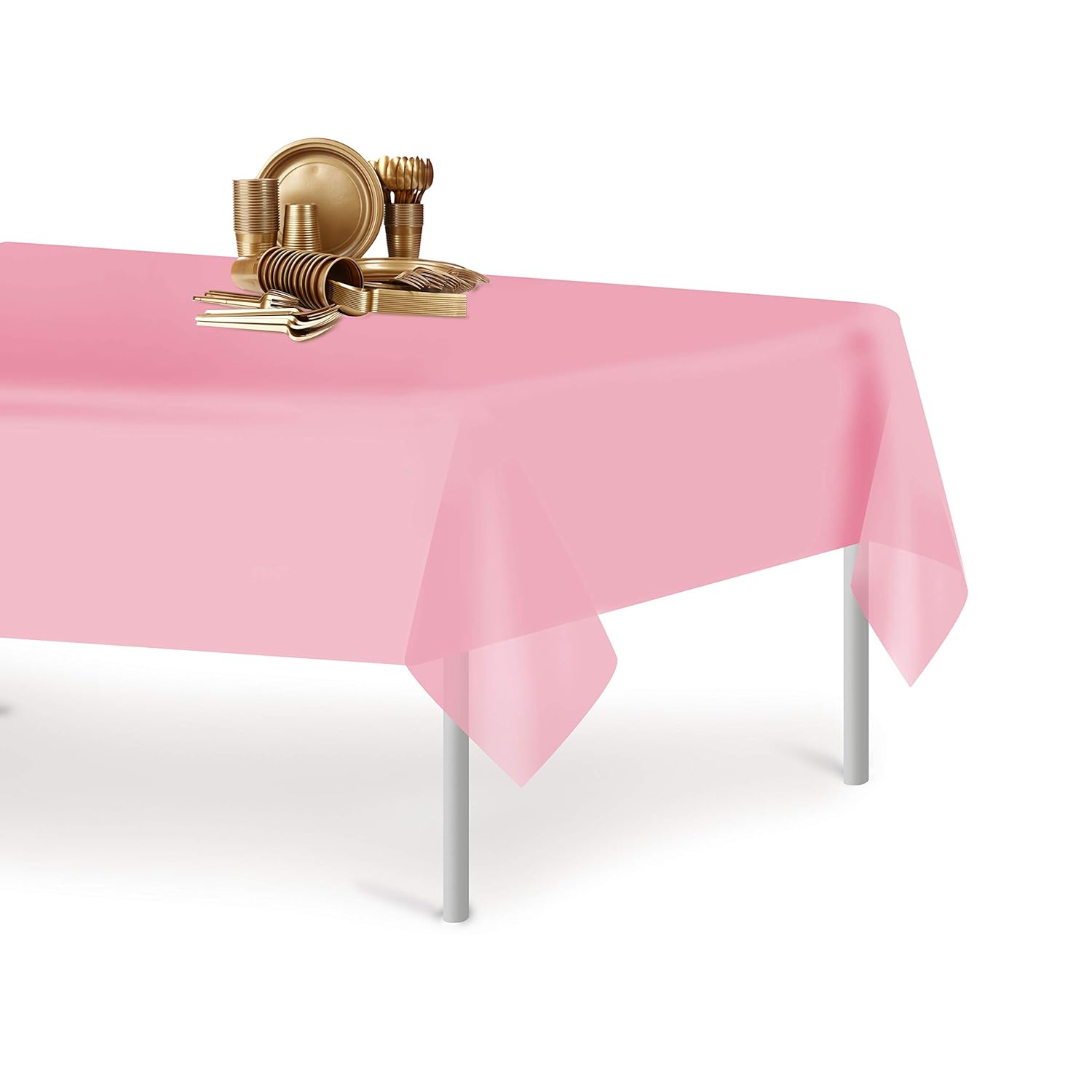 Pink 12 Pack Premium Disposable Plastic Tablecloth 54 Inch. x 108