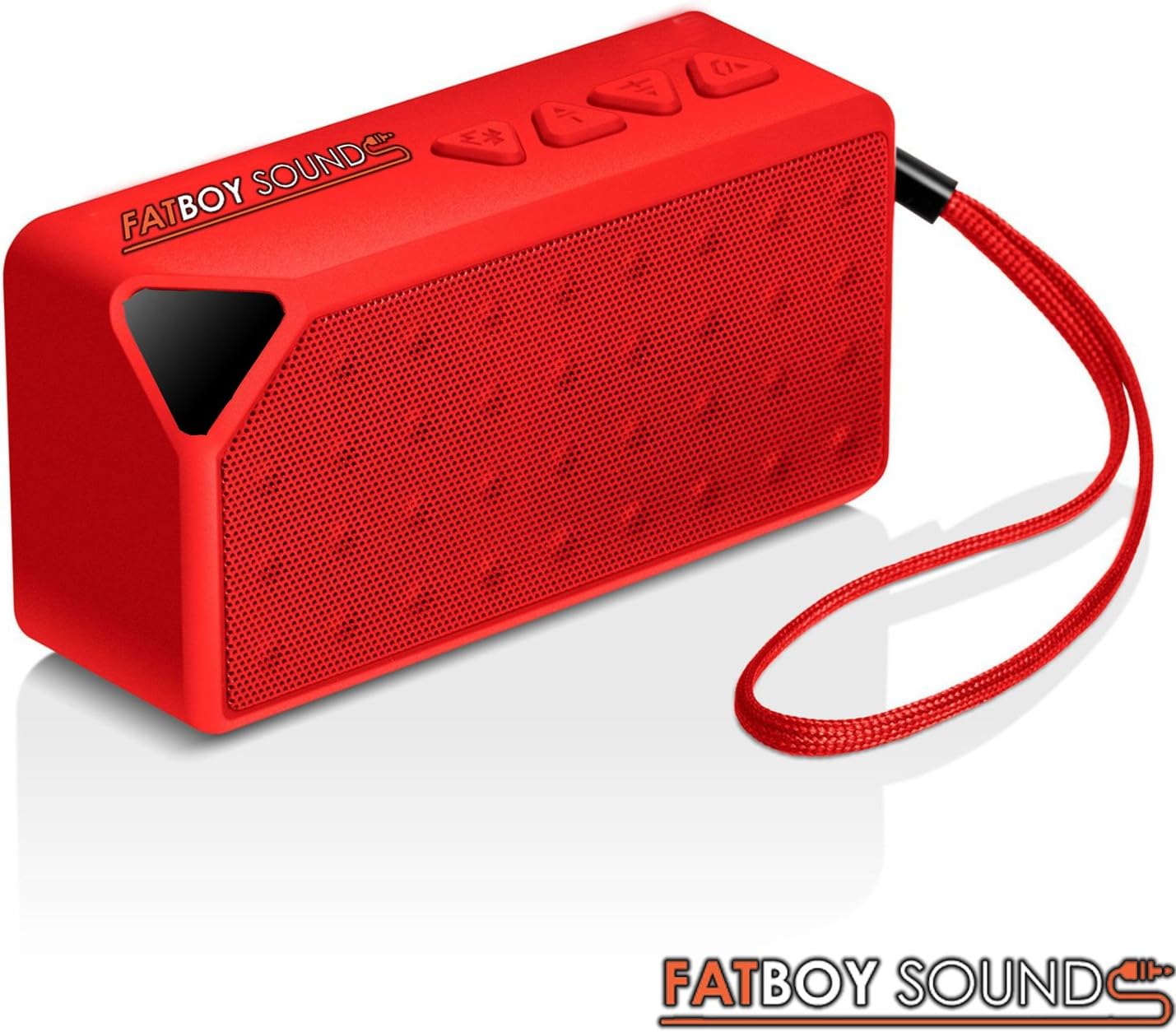Fatboy Sounds Bluetooth Speaker - 6 Hours Battery - Built-in Mic for Hands Free Speakerphone - 33 Foot Range up - Rechargeable & Removable Lithium Ion Battery - Wireless - Mini Size Speaker AUX Line in & Microsd Card Slot Allows Audio Music Playback works with Iphone Iphone6 6plus, 6+ 6, 5s 5c Samsung Galaxy S5, Active, S4, Note 4, Lg G3, HTC One M8, Other Smart Cell Phones and Most Bluetooth Enable Devices, tablets , Laptops , Desktops Designed by Musicians For The Most Discerning Audiophile - RED