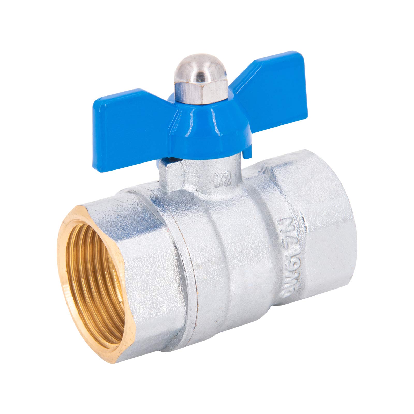 Brass Ball Valve Full Bore, Female X Female Threaded Fitting, with a Butterfly Handle
