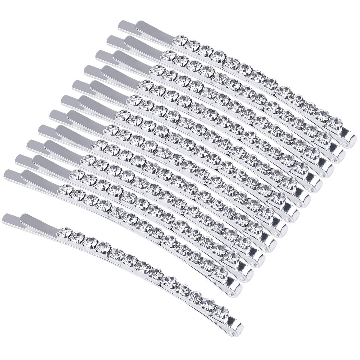 HQdeal 12 Pieces Rhinestone Bobby Pins, Crystal Hair Pin Decorations, Silver Metal Hair Clips, Barrettes Headdress, Fashion Hair Accessories for Women Lady for Girls Barrettes for Styling, Party