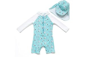 BONVERANO Baby Toddler Boys One Piece Swimsuit UPF 50+ Sun Protection Long Sleeve Zipper