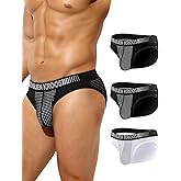 Arjen Kroos Men's Briefs Sexy Mesh Dotted Breathable Underwear with Pouch 3 Pack