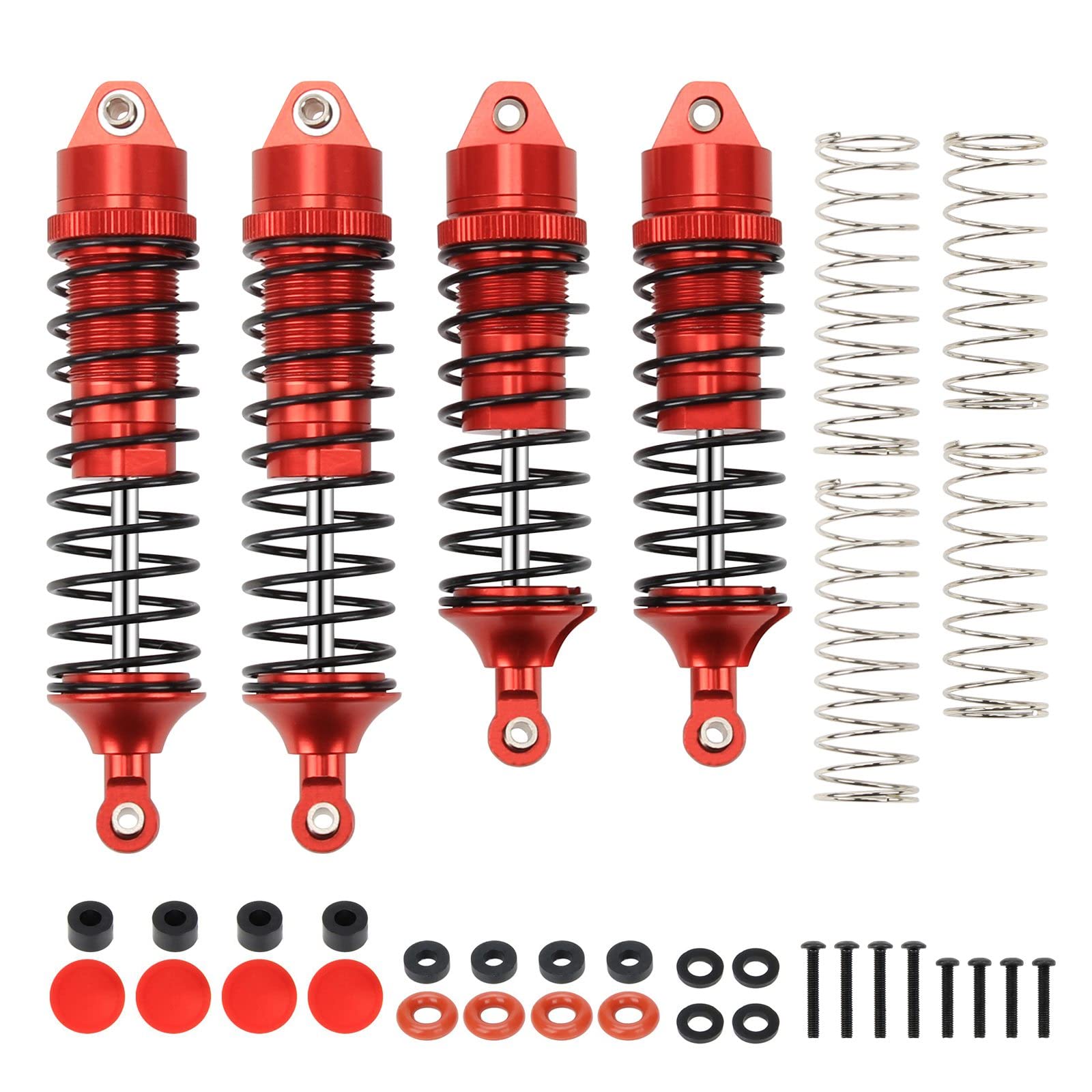 RACWD RC Shock Absorber for 1/10 ARRMA 3S VORTEKS 4X4 BLX Upgrades Parts #ARA4305V3, Front Rear RC Shocks Damper 110mm 90mm, Aluminum Hop Ups for #ARA330722, #ARA330723(Red)