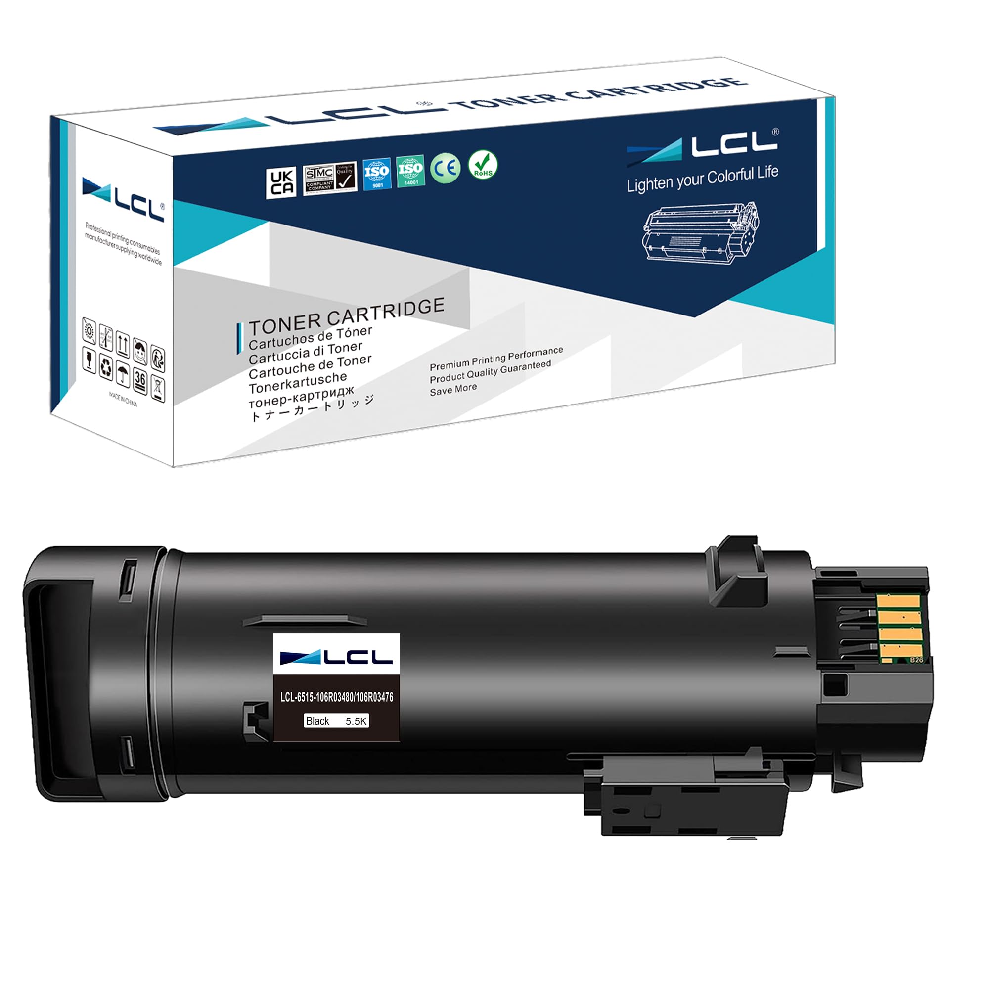 LCL 6510 6515 Toner Cartridge Replacement for Xerox 6515 6510 6515DNI 6515DNW 6515N 6515NW Replacement for Xerox 106R03480 106R03476 5500Pages (1 Black)