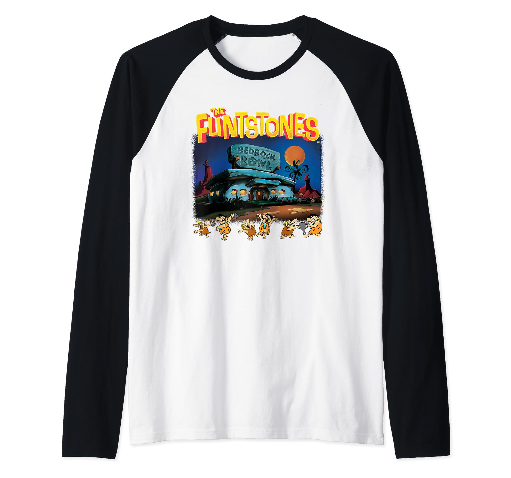 The Flintstones Champions Of Bedrock Bowl Raglan Baseball Tee