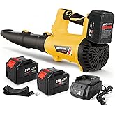Electric Leaf Blower Cordless, Battery Powered Leaf Blower with 2 x 6.0Ah Batteries and Charger, 6 Speed Mode, 650 CFM 280 MPH Lightweight Leaf Blowers for Lawn Care, Patio, Dust, Blowing Leaves, Snow