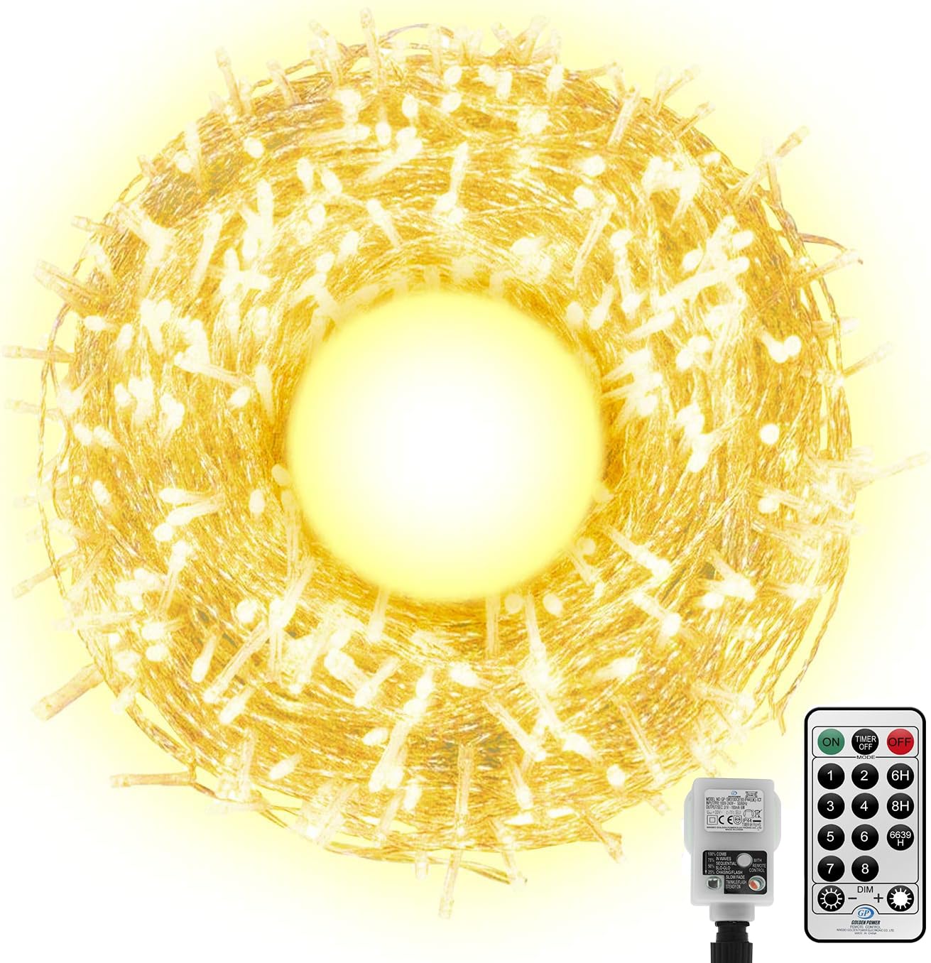 CORST 50M Warm White Fairy Lights Outdoor Indoor Plug in,300LED Garden Tree Lights Mains Powered, Balcony Fairy Light String for Room with Remote,Timer,Waterproof for Gazebo Gift Decor