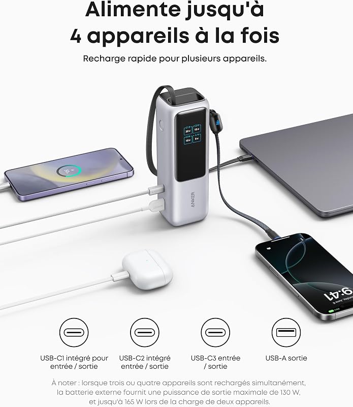 Batterie Externe 25000mAh 165W pour Ordinateurs Portables