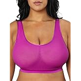 Curvy Couture Womens Curvy Couture Women's Sheer Mesh Plus Size Bralette, with Support and Wireless, See Through Bras