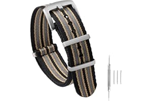 watchdives Nylon Watch Band 18mm 20mm 22mm Multicolor Replacement Watch Straps for Men Women (Black Yellow Gray, 20mm)