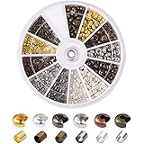 Pandahall 6 Color Column 2x2mm Tiny Brass Tube Crimp Beads and 4x3mm Brass Crimp Knot Covers for Jewelry Making (540pcs/box)