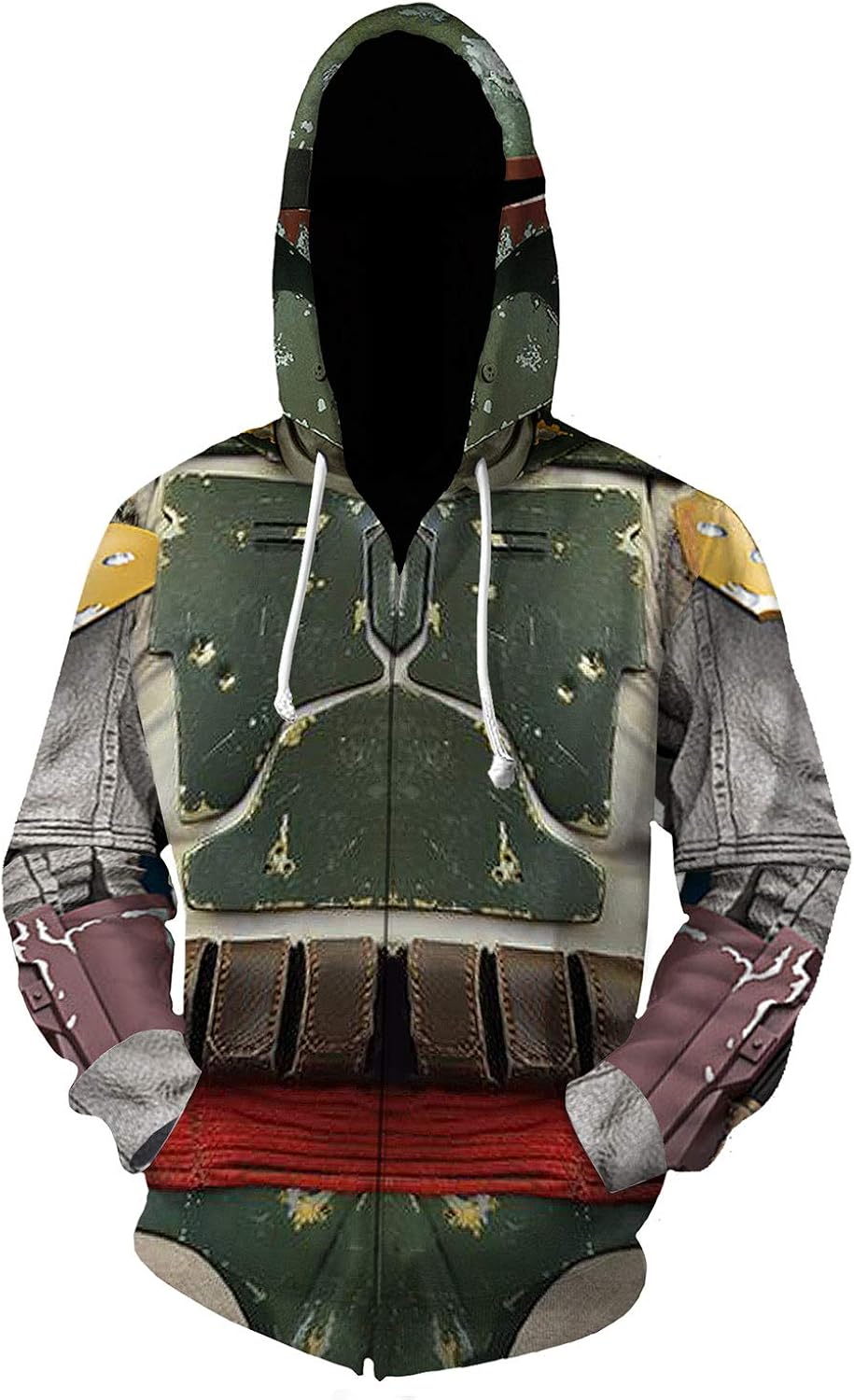 Men's TV Series Costume Boba Fett Hoodies Zip Jacket Halloween Cosplay Pullover Sweatshirt 