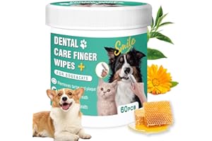 RUAKPL Dog Teeth Cleaning Wipes, Pre-Soaked Pet Tooth Finger Wipes 60pcs, Soothing Cleaning Pet Teeth, Reducing Tartar and Plaque, Freshening Breath, Maintaining Your Dog's Oral Health