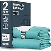 Bed Pads Washable Waterproof 34" x 36" (Pack of 2) - Incontinence Bed Pads for Adults and Kids - Heavy Absorbency Reusable Bed Pads - Chuck Pads - Waterproof Protective Pad for Bed