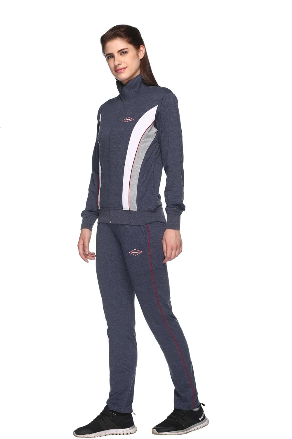 ex10sive women's front zipper cotton blended active wear top and bottom set