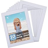 Somime 10 Pack Pre-Cut 18x24 White Picture Mats for 12x18 Photos - White Core Bevel Cut Frame Matte, Acid Free, Ideal for Frames/Artwork/Prints