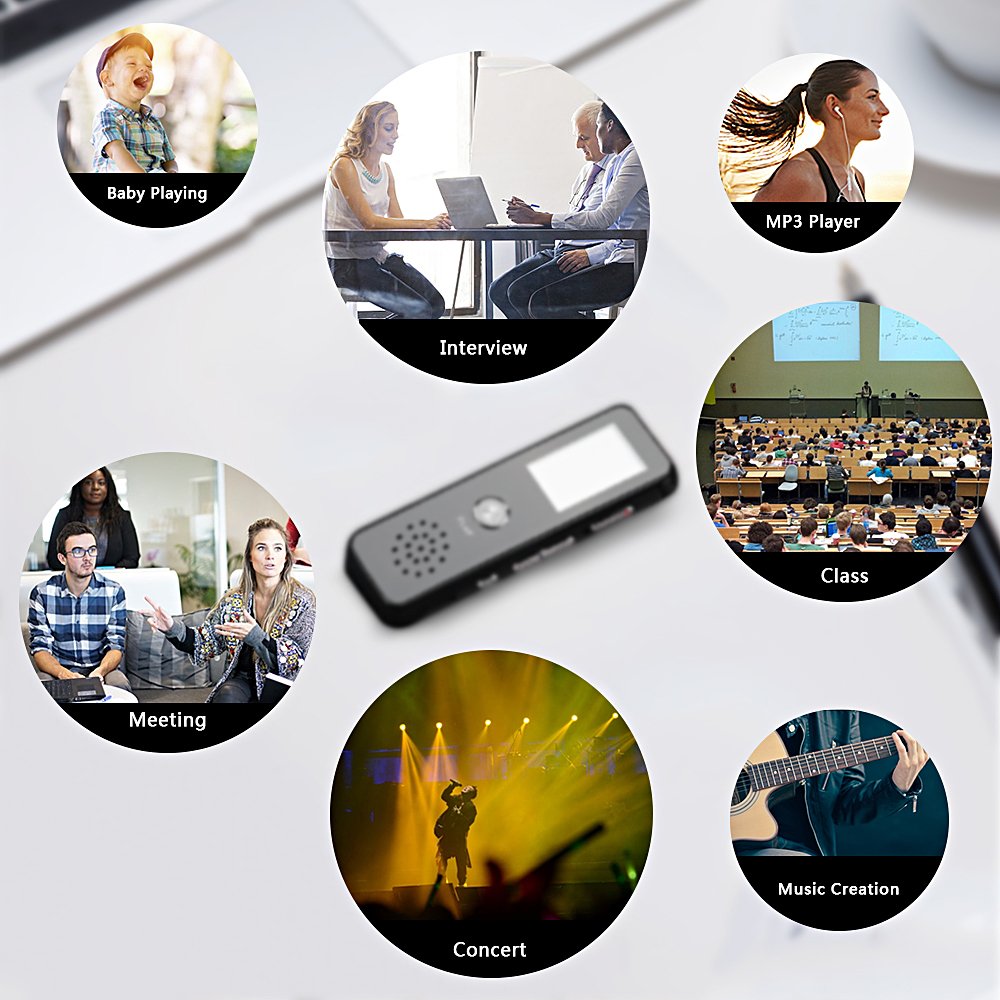 [Newest 2019] Digital Voice Recorder, Sencam Password Protection 8GB 1536kbps Digital Stereo MP3/LPCM Voice Recorder Mini Voice Activated Recorder for Lectures Meetings Interviews Class Concerts