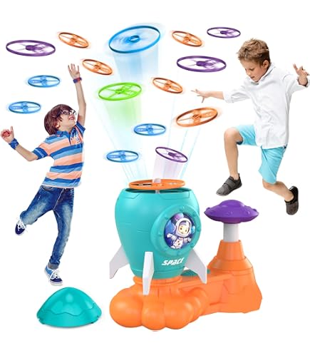 Muyohix Lanceur De Disques Volants Avec Pédale – 32 Soucoupes + Filets + Lunettes, Jeu Extérieur Enfant 3-8 Ans, Idéal Famille Et Chiens