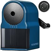 TUUGOTOUU Manual Pencil Sharpener with Container 5 Grades of Thickness Blue | Desktop Hand Crank Pencil Sharpener Auto Stop for 6.9&ndash;8 mm Colored Pencils Artists Kids Schools Homes and Offices Portable