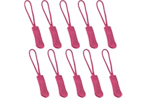 Fbshicung 10 Pcs Zipper Pull Replacemen Tab Heavy Duty Zipper Extender Cord for Bag Suitcase Jacket Luggage (Rose Red)