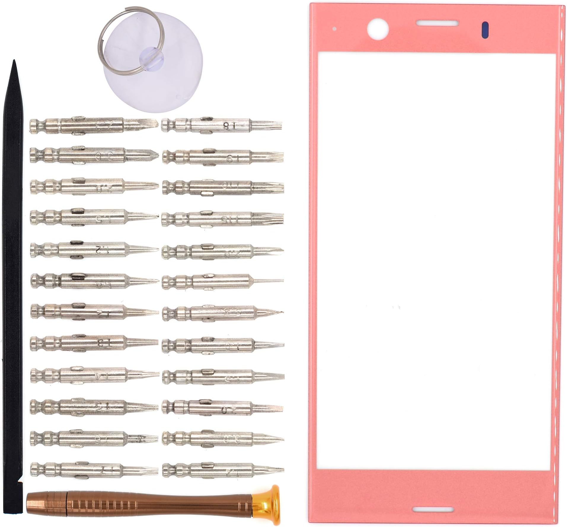Front Screen Glass Lens Fixes Screen Glass Cracked for Sony Xperia XZ1 Compact(Twilight Pink)