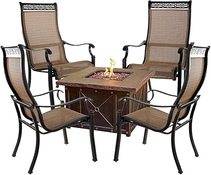 Amazon Com Hanover Mon5pcdfp Monaco 5 Piece Fire Pit Chat Set