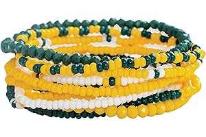INK + ALLOY Game Day Bracelet Stacks, Beaded Bracelets for Football Gameday Outfits, Handmade Jewelry for College Students, Teachers, Football Moms, Set of 10