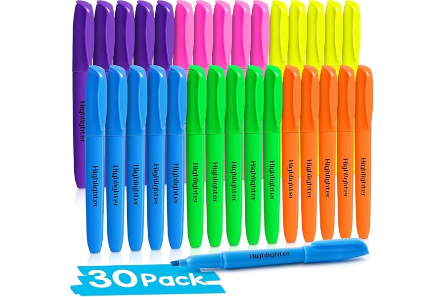 Duchong 30 Count Highlighters Assorted Colors, No Bleed Highlighter Markers for Teacher Students, Classroom Must Have, School Supplies for Adult Kids