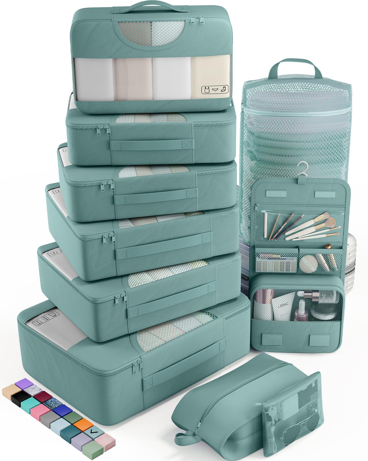 Photo 1 of Veken 10 Set Packing Cubes for Travel Essential, Suitcase Organizer Bags in 4 Sizes, Carry-On Luggage Accessories with Large Laundry & Hanging Toiletry Bag, Must-Have for Airplane, Road Trip & Camping