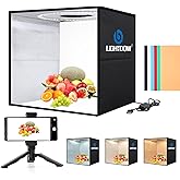 Lightdow 12"x12"x12" Photo Studio Light Box Photography with Desktop Tripod &amp; 120 LEDs (CRI>95), 6 Backdrops - Portable/Dimmable Folding Shooting Tents for Toys/Jewelry/Watches/Cosmetics