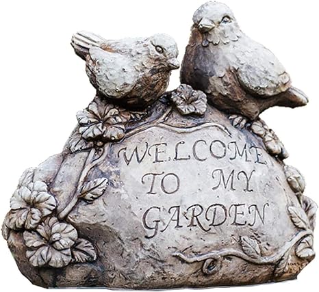 Amazon アウトドアガーデニングガーデン像の動物彫刻ようこそドアプレートかわいいセメント鳥装飾クリエイティブガーデン コートヤードストーンステレード装飾 置物 オブジェ オンライン通販