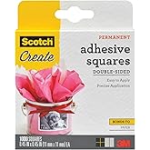 Scotch Adhesive Squares, Permanent Double-Sided Tape Squares for Crafting, Art, Gift Wrapping and More, .45 in x .45in., 1-Pa