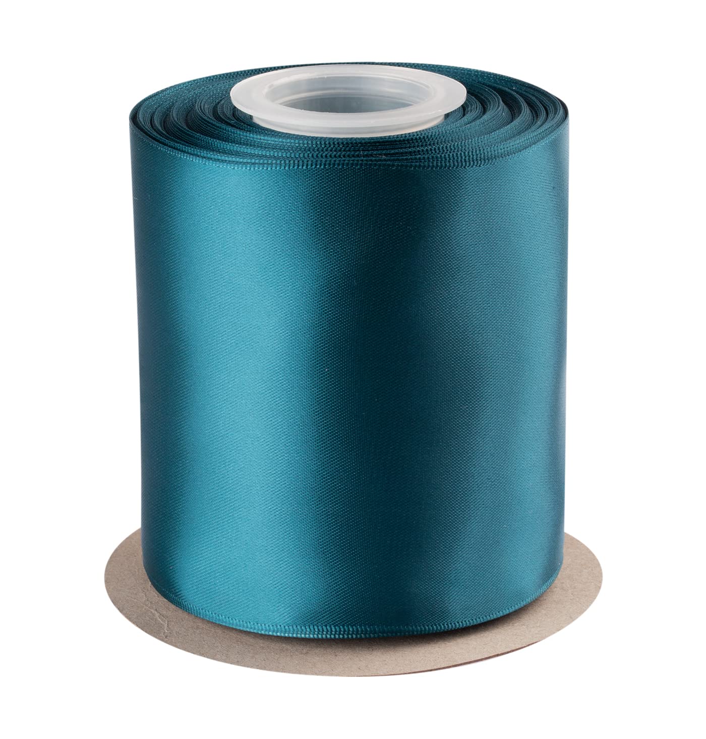Double Faced Satin Ribbon, 100mm X 22M, Solid Polyester Craft Ribbon, Perfect for Gift Wrapping, Crafts, Wedding Party Ceremony Decoration, Floral Arrangement, Sewing (Teal) — image 1