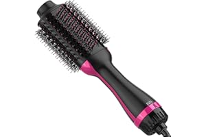 Dimecano Hair Dryer Brush, 4 in 1 One Step Hair Dryer and Styler Volumizer, Professional Hot Air Brush with Negative Ion Anti-frizz Blowout for Drying, Straightening, Salon, Black Pink