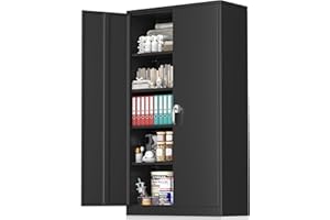 Pataku Metal Storage Cabinet, Garage Cabinet with Doors and Shelves 72''Hx36''Wx18''D, File Cabinet for Office, Tool Cabient for Garage, Utility Room, Pantry, Black