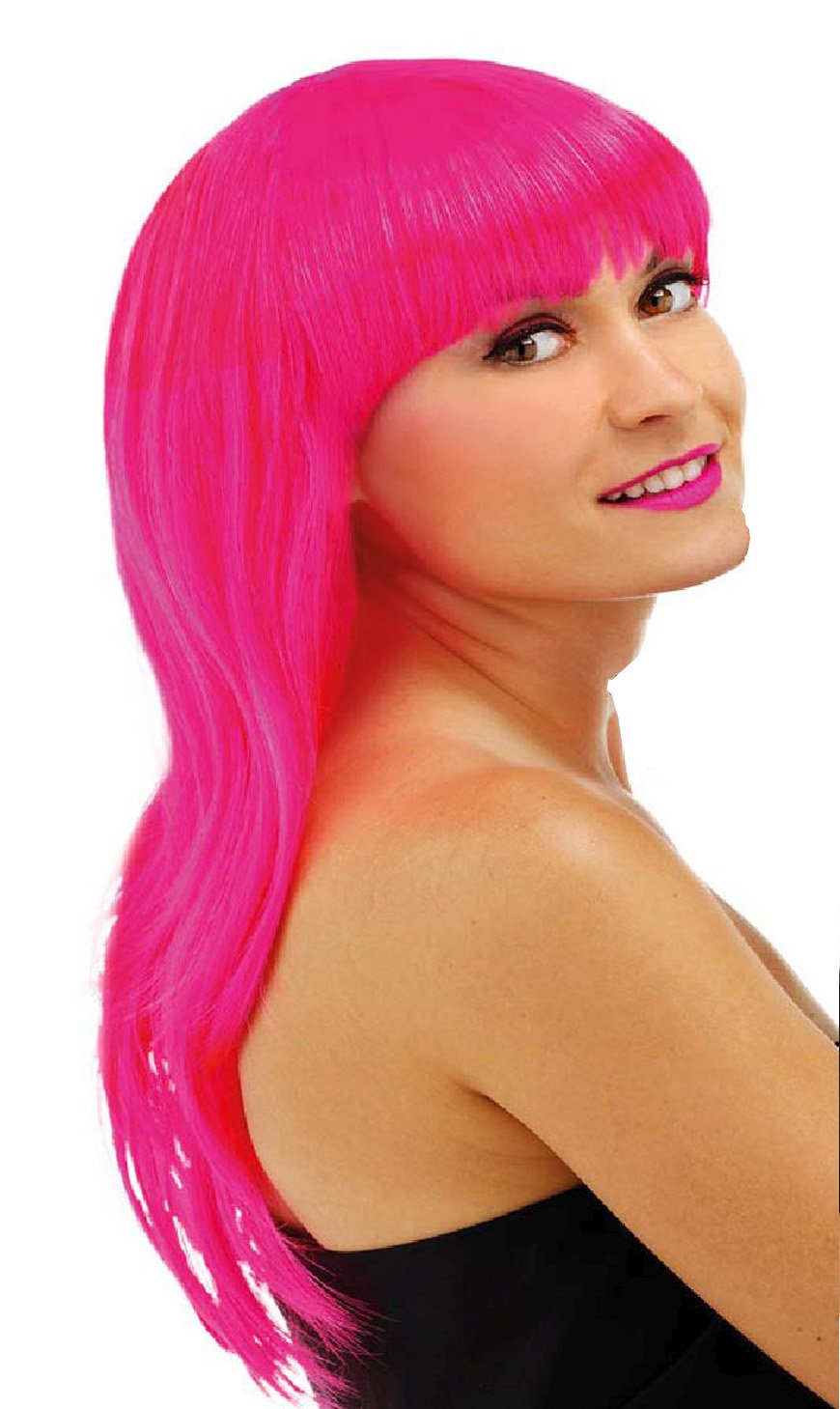 Folat - Long Hair Pink Wig with Fringe - One Size