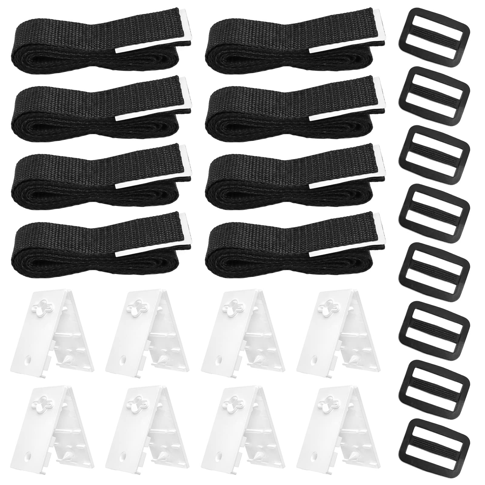 S-Union Fixing Kit for Solar Pool Tarpaulin, Solar Cover Strap Kit for Underground Swimming Pools Including 8 Nylon Straps, 8 Cord Plates, 8 Buckles