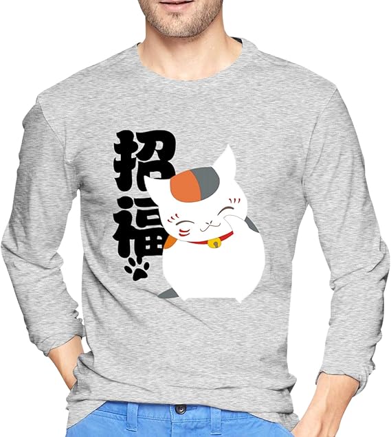 Amazon Co Jp Tシャツ メンズ ニャンコ先生 猫 アニメ 長袖 複数色 上着 トップス 丸首 ジャージ 秋冬服 服 ファッション小物