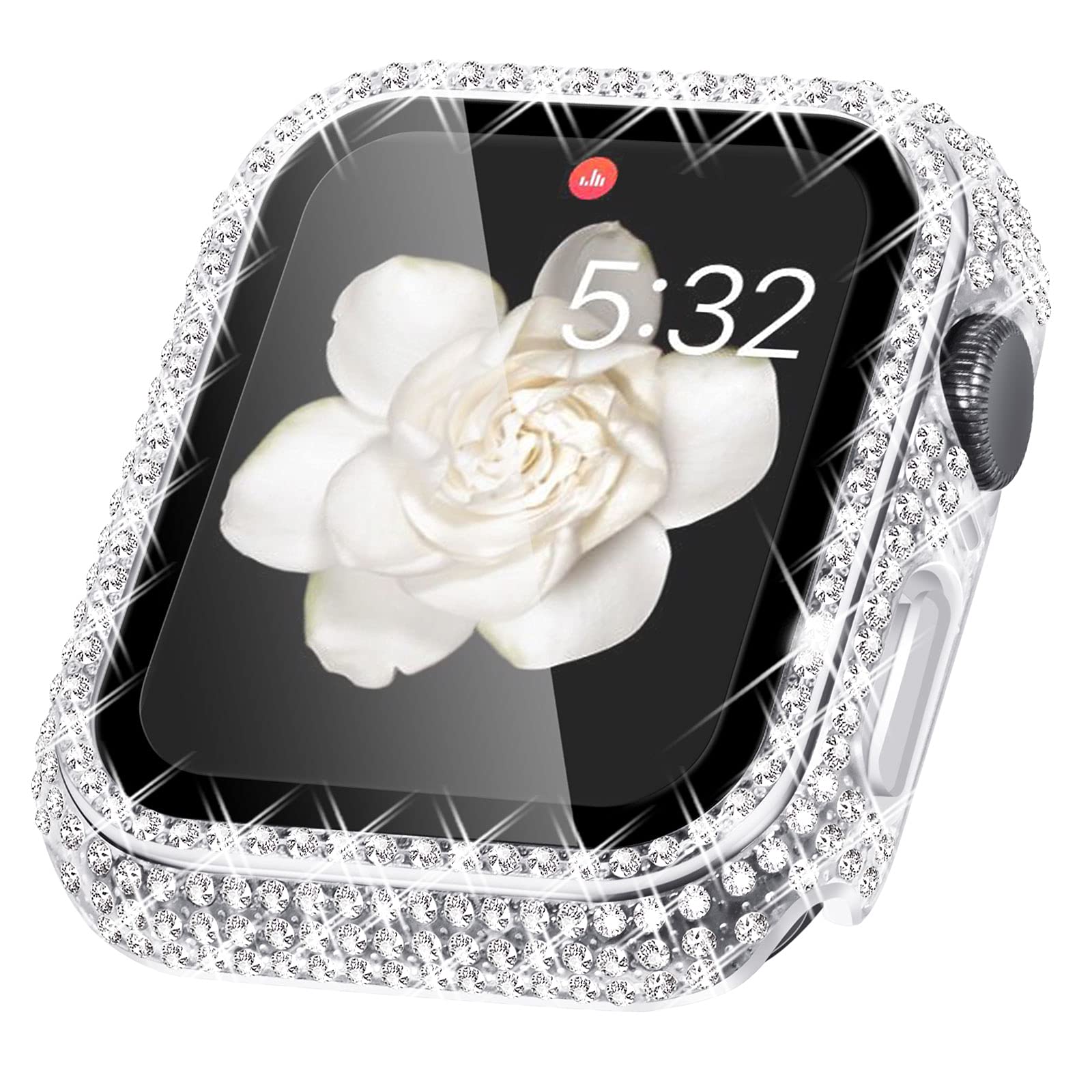 Wingle Compatible for Apple Watch Screen Protector 42mm Series 3/2/1,Lady Shiny Diamond Protector Bumper Cover with Tempered Glass Screen Protector Compatible for iwatch case 42mm Series 3/2/1, Clear