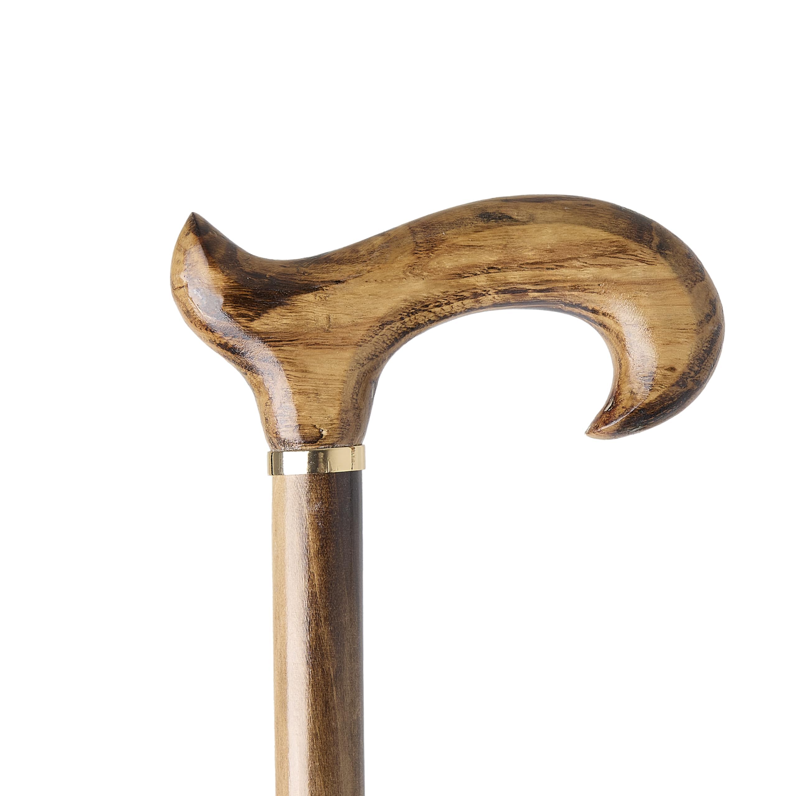 Woodland Gents Wooden Derby Cane: Elegant Dark & Light Brown Wood Stain Walking Stick, Comfortable Walking Sticks For Men & Women, Lightweight, Easily Adjustable Stick Man (Light Brown, 94 cm)