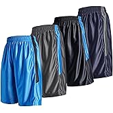 LeeHanTon 4-Pack Men's Basketball Shorts Summer Gym Training Athletic Shorts with Pockets Drawstring