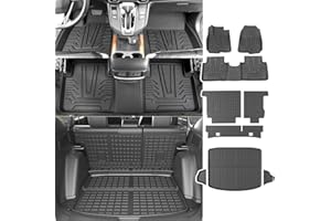 powoq Fuel Floor Mat Compatible with 2017-2022 Honda CRV Trunk Mat Floor Liner TPE Cargo Mat Replacement for 2017-2022 Honda CRV Accessories (Fit 17-22 Fuel Model, Trunk+Backrest+Floor Mat)