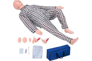 DSFGFRR Nursing Training Mannequin, Medical Mannequin for Training Patient Care Manikin CPR Human Manikins 25 Items Nurse Skills with 3 Muscle Module & Patient Gown & Urinary for Teaching Pratice
